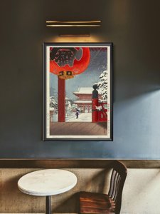 Weinleseplakat für das Wohnzimmer Winter Tag im Tempel von Asakusa