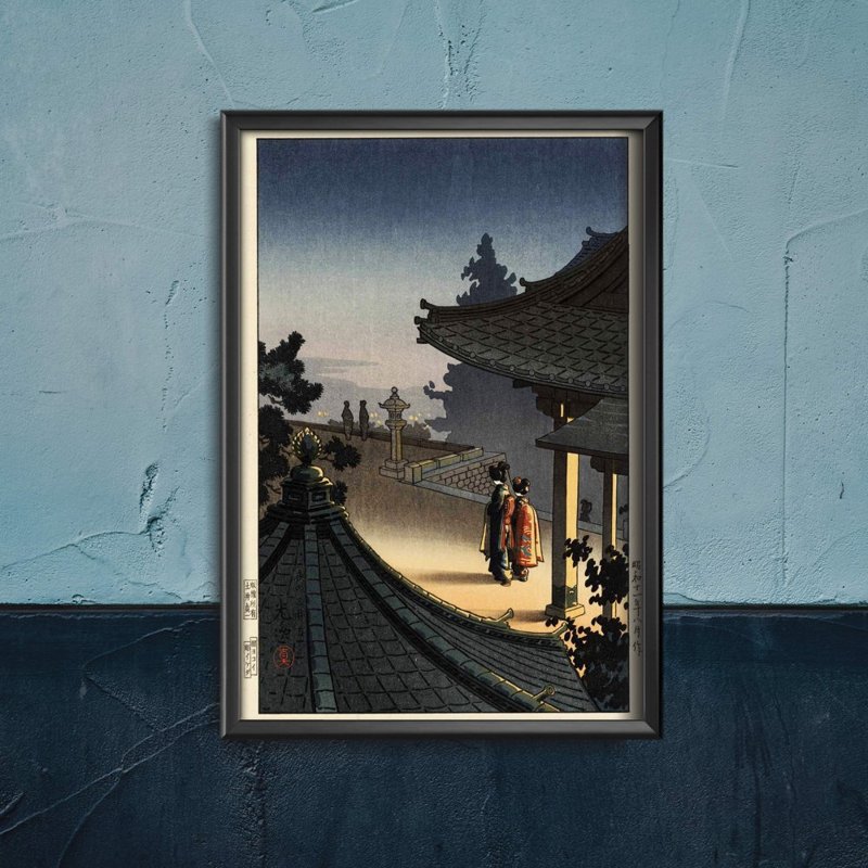 Poster an der Wand Abend im Tempel Miidera