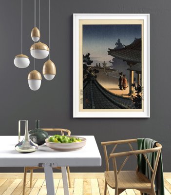 Poster an der Wand Abend im Tempel Miidera