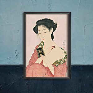 Plakat-Weinlese Frau, die Pulver