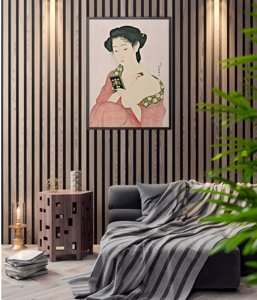 Plakat-Weinlese Frau, die Pulver