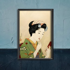 Retro-Poster Frau, die Farbe auf den Lippen