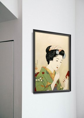 Retro-Poster Frau, die Farbe auf den Lippen