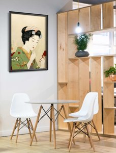 Retro-Poster Frau, die Farbe auf den Lippen