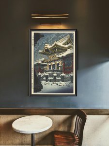 Poster im Retro-Stil Schnee in Yomei Tor in Nikko
