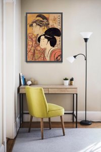 Weinleseplakat für das Wohnzimmer Zwei Schönheit von Bambus