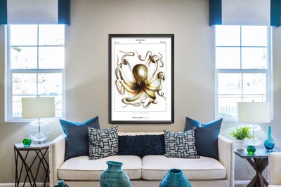 Plakat-Weinlese Tintenfisch Kopffüßer