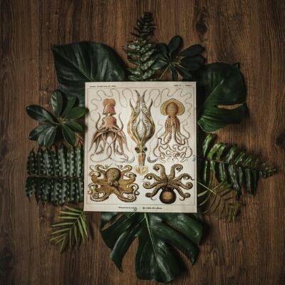 Poster im Retro-Stil Ernst Haeckel Octopus Gamochonia