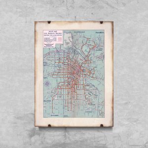 Plakat-Weinlese Karte der Eisenbahn und Bus Los Angeles