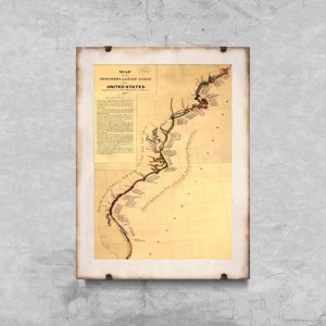 Retro-Poster Karte von der Entdeckung der Ostküste der USA