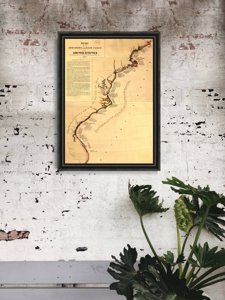 Retro-Poster Karte von der Entdeckung der Ostküste der USA