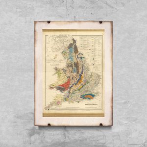 Poster Retro-Wohnzimmer Old Railway Road Map von England