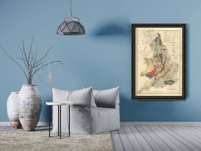 Poster Retro-Wohnzimmer Old Railway Road Map von England