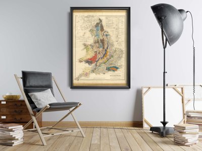 Poster Retro-Wohnzimmer Old Railway Road Map von England