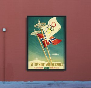 Retro-Poster VI Olympischen Winterspiele in Oslo