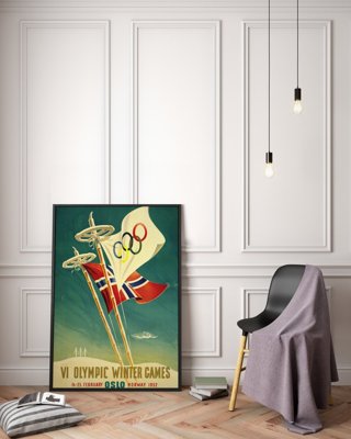 Retro-Poster VI Olympischen Winterspiele in Oslo