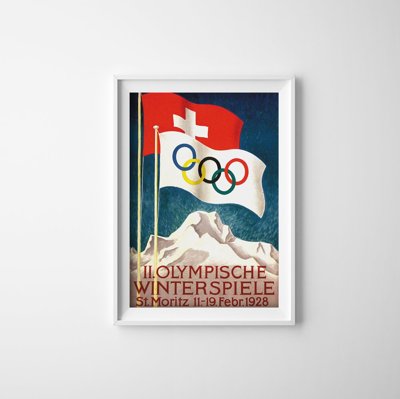 Retro-Poster Olympic St. Moritz Schweiz