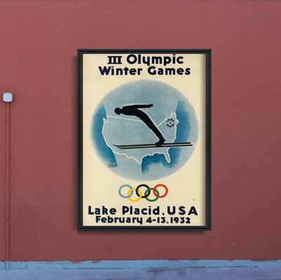 Retro-Poster Olympischen Winterspielen in Lake Placid