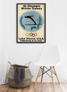 Retro-Poster Olympischen Winterspielen in Lake Placid