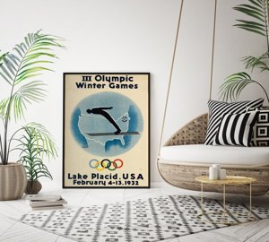 Retro-Poster Olympischen Winterspielen in Lake Placid