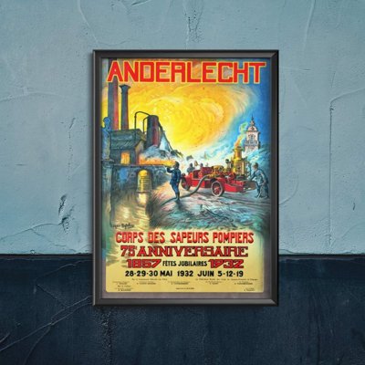 Weinleseplakat für das Wohnzimmer Feuerwehrmann im Retro-Stil