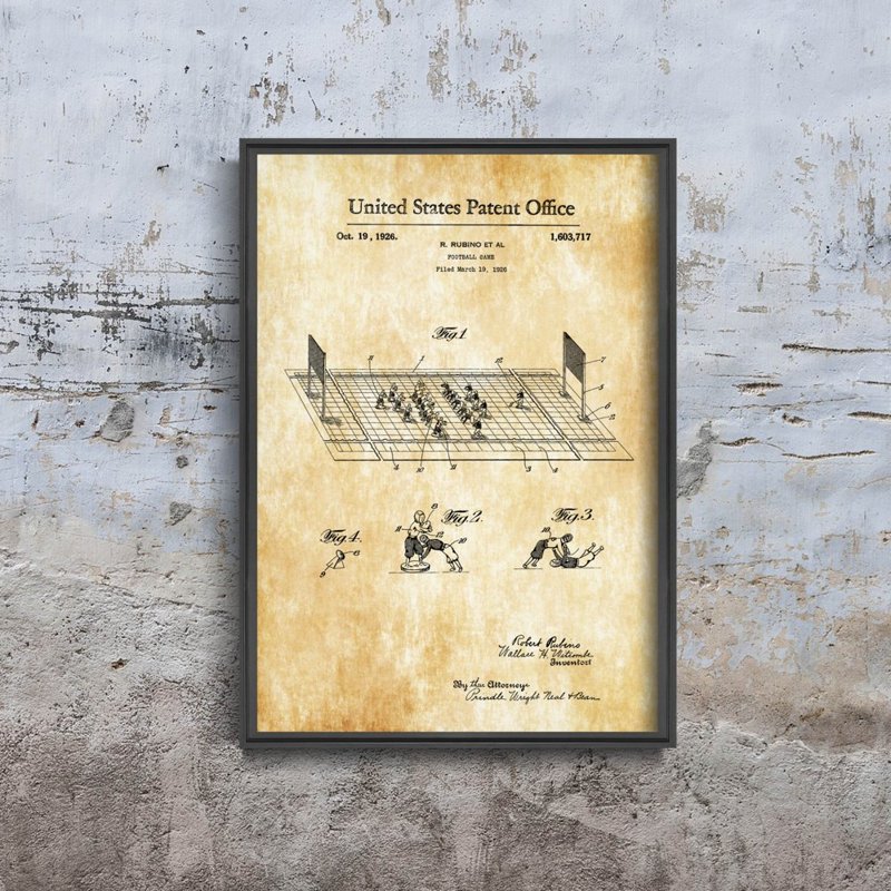 Poster im Retro-Stil Fußball Rubino US-Patent