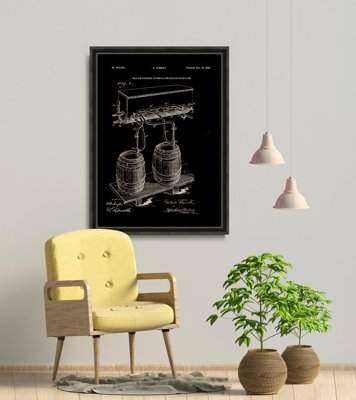 Poster Retro-Wohnzimmer Becher für Bier