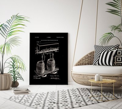 Poster Retro-Wohnzimmer Becher für Bier