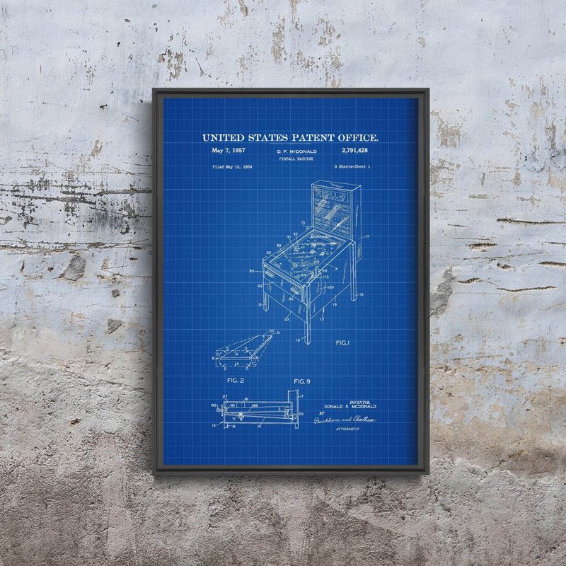 Poster an der Wand Pinball Machine US-Patent