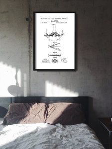 Poster Retro-Wohnzimmer Burgio Schnurrbart US Patent Lockenwickler