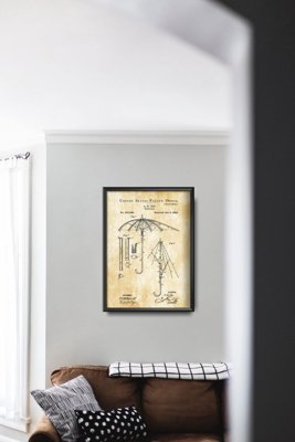 Weinleseplakat für das Wohnzimmer Regenschirm Ege US-Patent