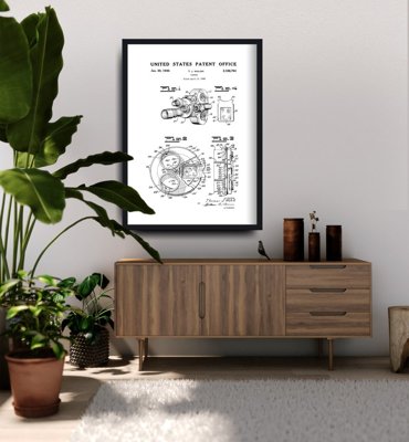 Poster an der Wand Ein Patent für eine Filtervorrichtung Bell & Howell