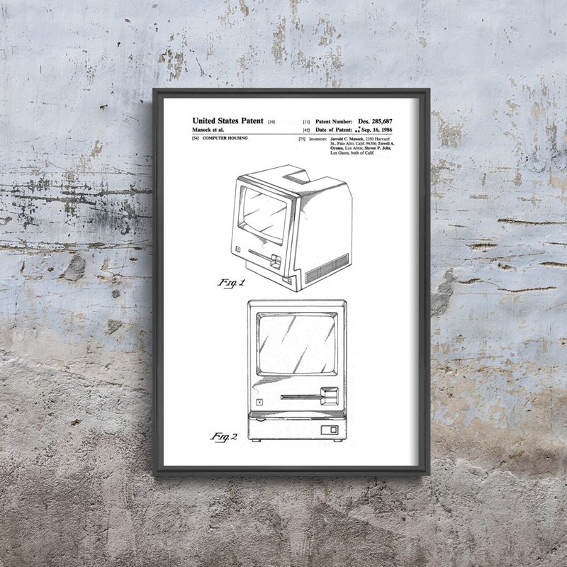 Plakat-Weinlese Das ursprüngliche Patent für den Apple Macintosh