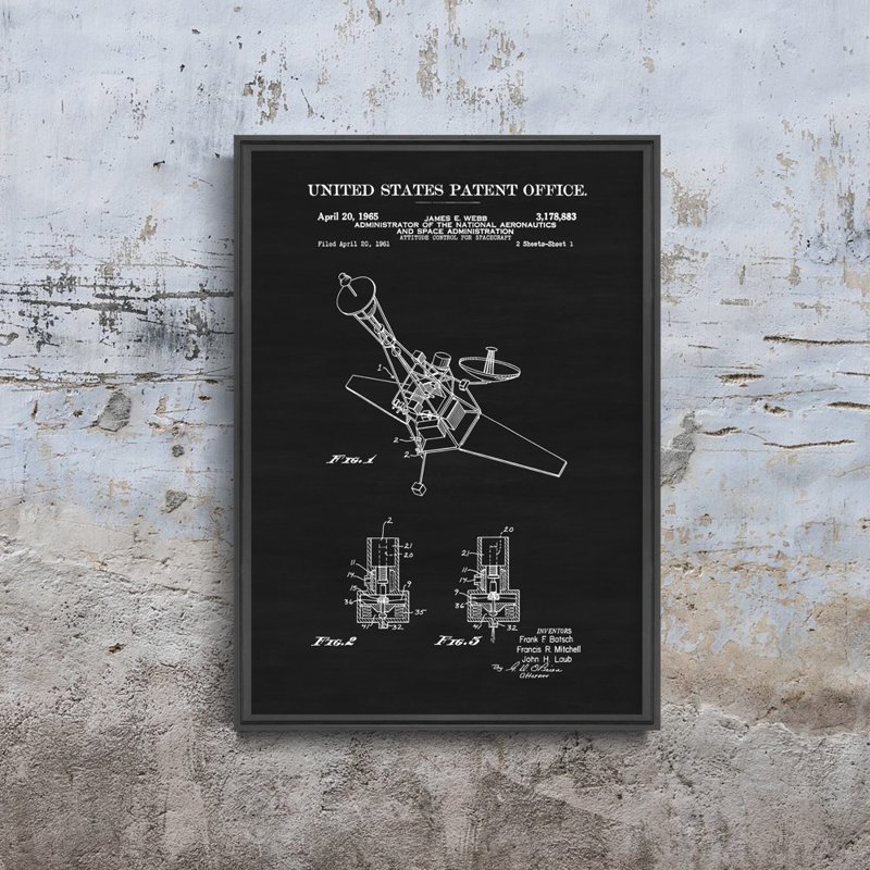 Poster Retro-Wohnzimmer Patent für die Lageregelung von Raumfahrzeugen