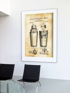 Weinleseplakat für das Wohnzimmer Shaker Mixer United States Patent Trinken
