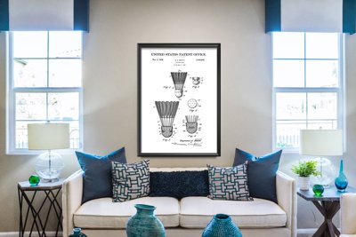 Poster im Retro-Stil Patent für den Dart Badminton