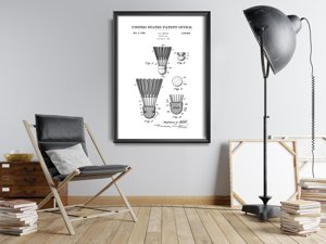 Poster im Retro-Stil Patent für den Dart Badminton