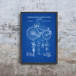 Poster an der Wand Fahrrad-Patent Velocipede Jeffery Vereinigte Staaten