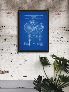 Poster an der Wand Fahrrad-Patent Velocipede Jeffery Vereinigte Staaten