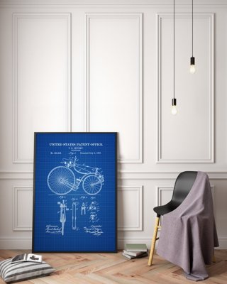 Poster an der Wand Fahrrad-Patent Velocipede Jeffery Vereinigte Staaten