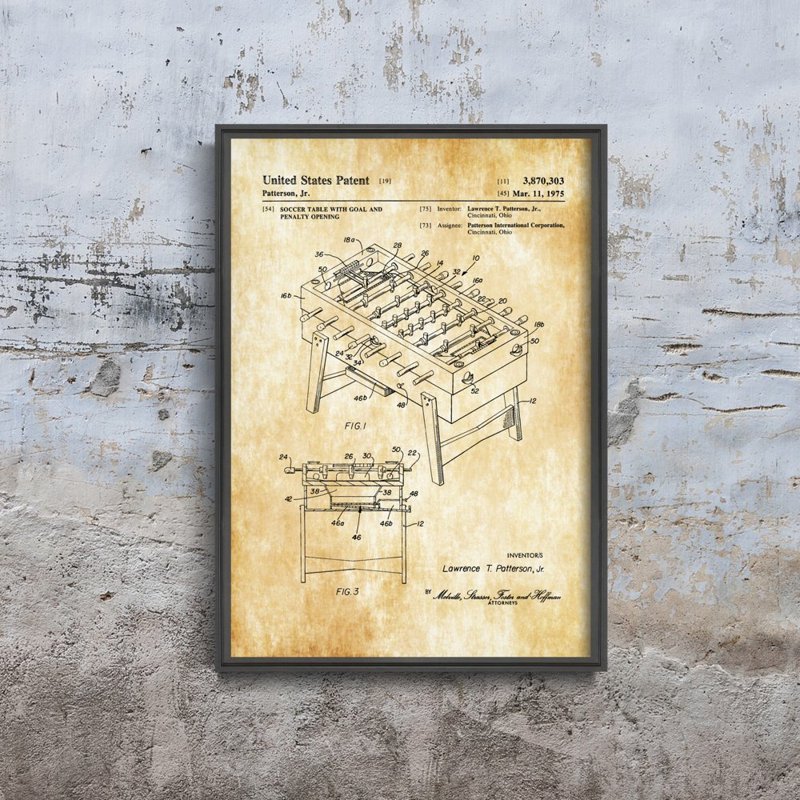 Retro-Poster Foosball Tabelle US Pat Patterson