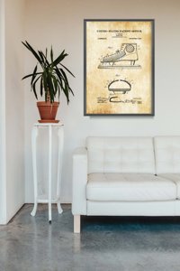 Poster Retro-Wohnzimmer Hockey Johnson Schuh US-Patent