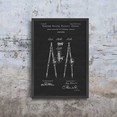 Poster im Retro-Stil Zeichnung Compass Schoenner US-Patent