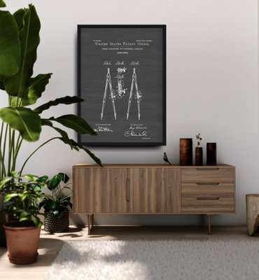 Poster im Retro-Stil Zeichnung Compass Schoenner US-Patent