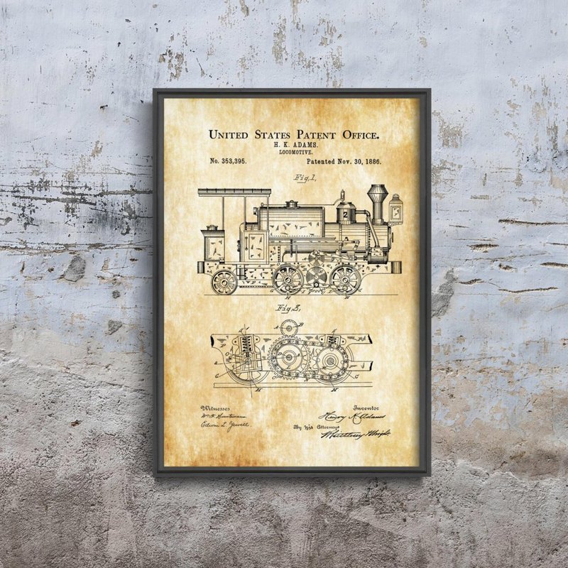 Plakat für den Frieden Lokomotive Adams US-Patent