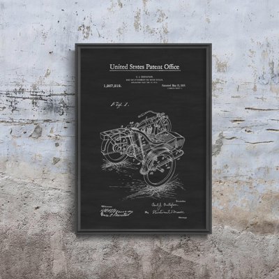 Weinleseplakat Motorrad-Beiwagen Gustafson US-Patent
