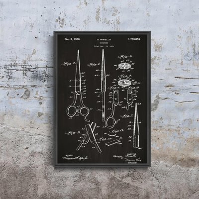 Poster Retro-Wohnzimmer Schere Patent Mirtello