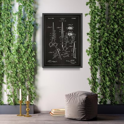 Poster Retro-Wohnzimmer Schere Patent Mirtello