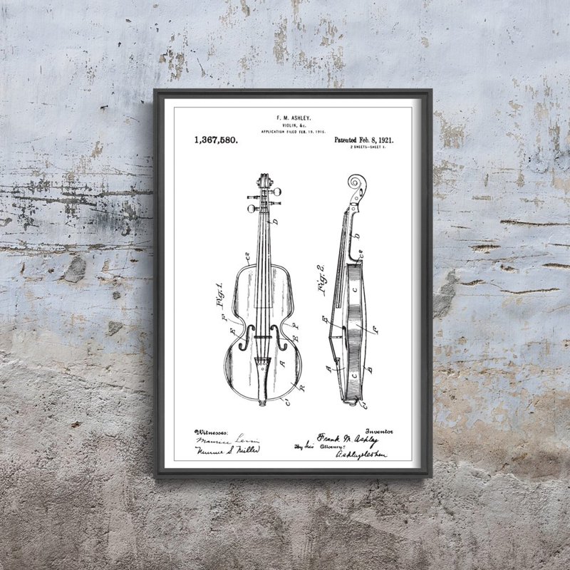 Poster im Retro-Stil Patent Violine Ashley