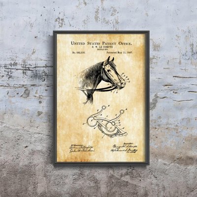 Poster Retro-Wohnzimmer Das Patentamt Cowboy-Pferd US-Patent